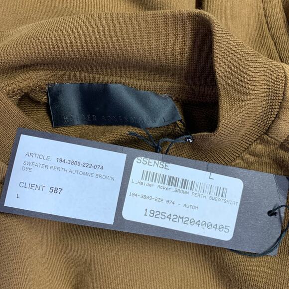 HAIDER ACKERMANN Size L Brown Cotton Blend Crew Neck Sweatshirt - Picture 5 of 8